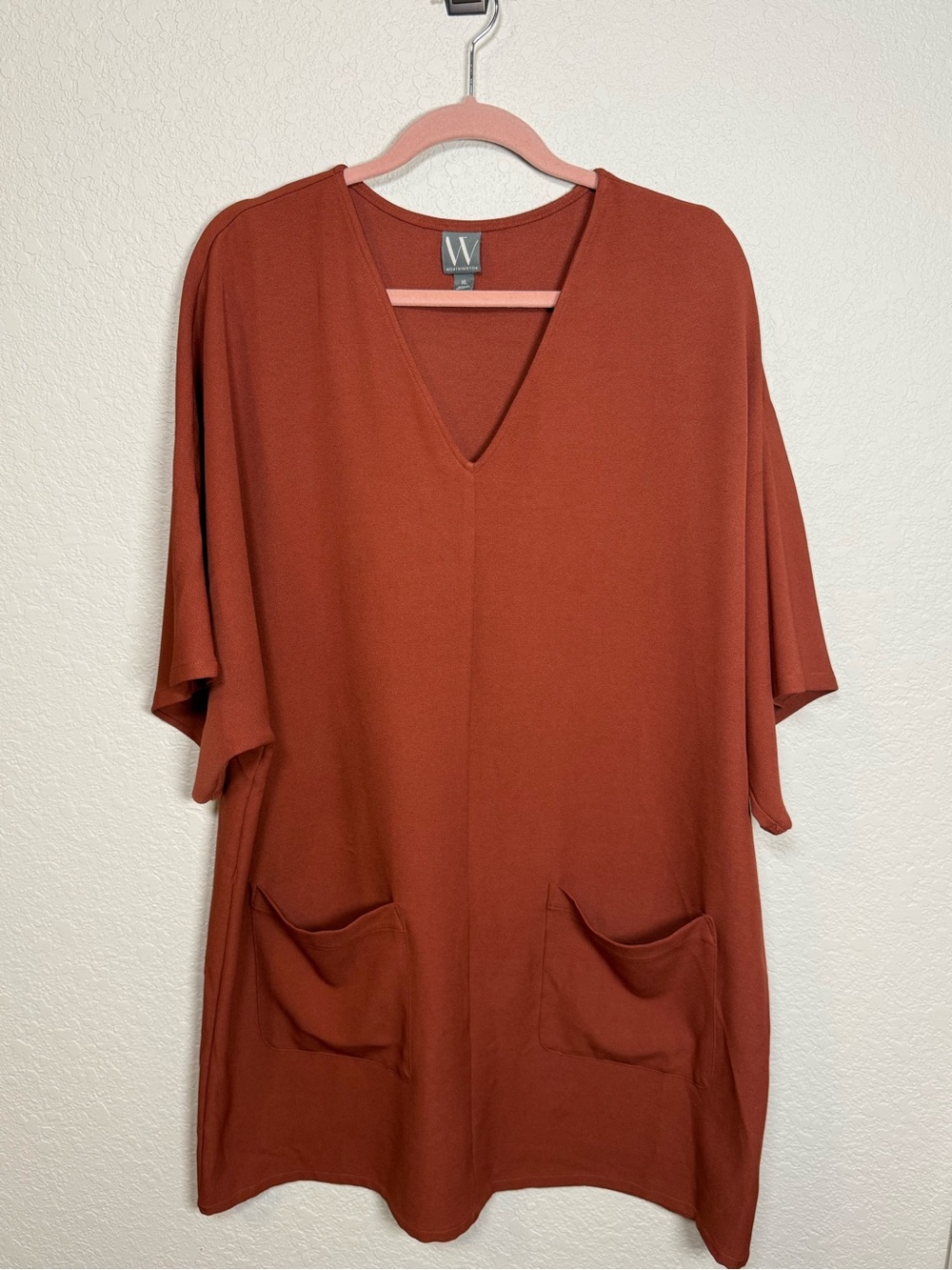 Worthington V-Neck Sweater in Rust Orange